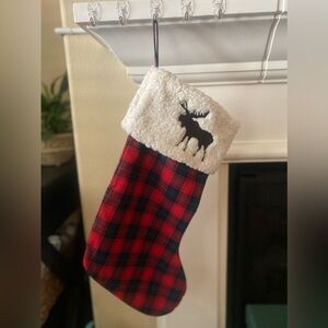 Red and Black Plaid Moose Stocking